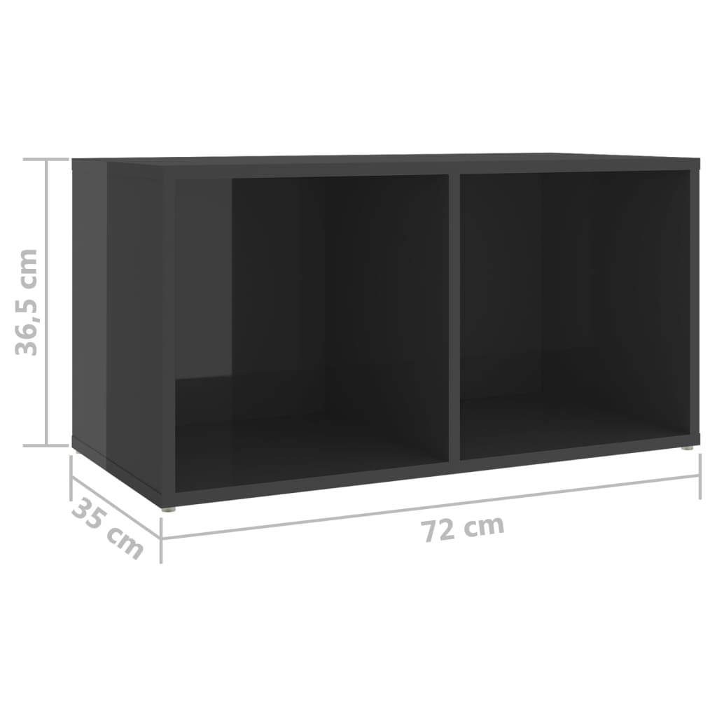 vidaXL ТВ шкафове, 2 бр, сив гланц, 72x35x36,5 см, ПДЧ