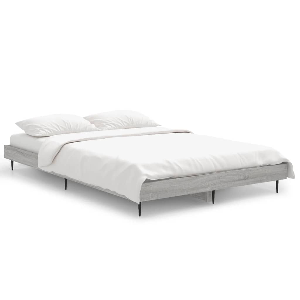 vidaXL Рамка за легло, сив сонома, 120x190 см, инженерно дърво
