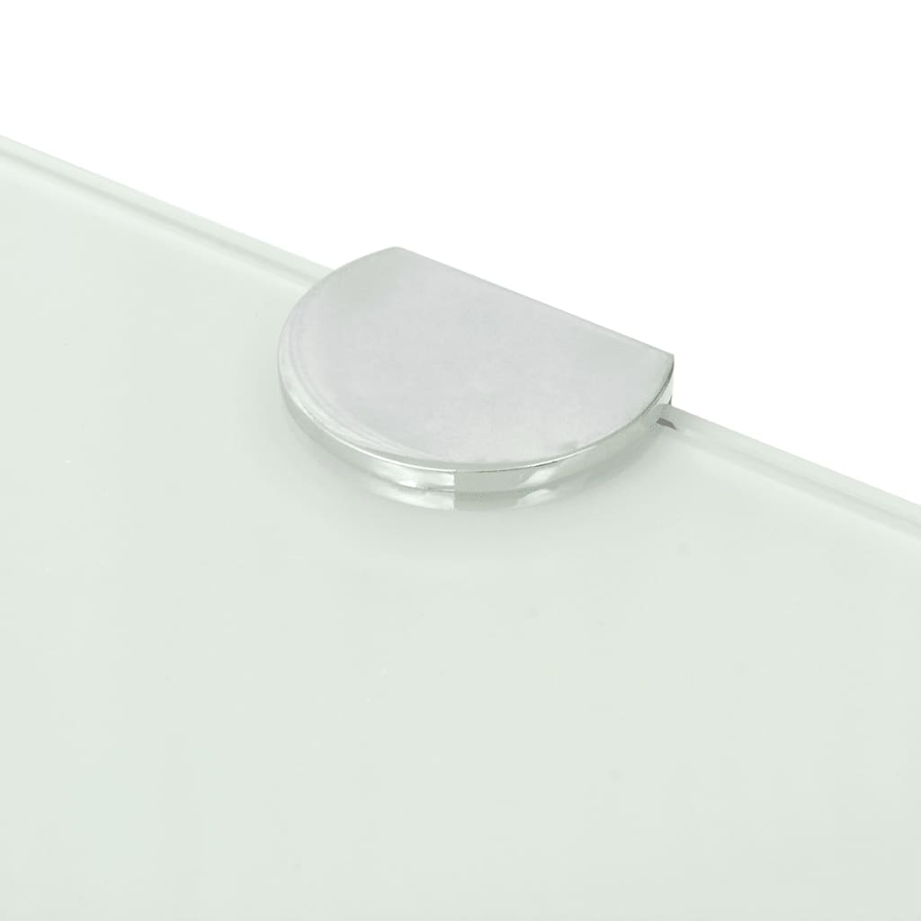 vidaXL Ъглов рафт с държачи в цвят хром, бяло стъкло, 25x25 см