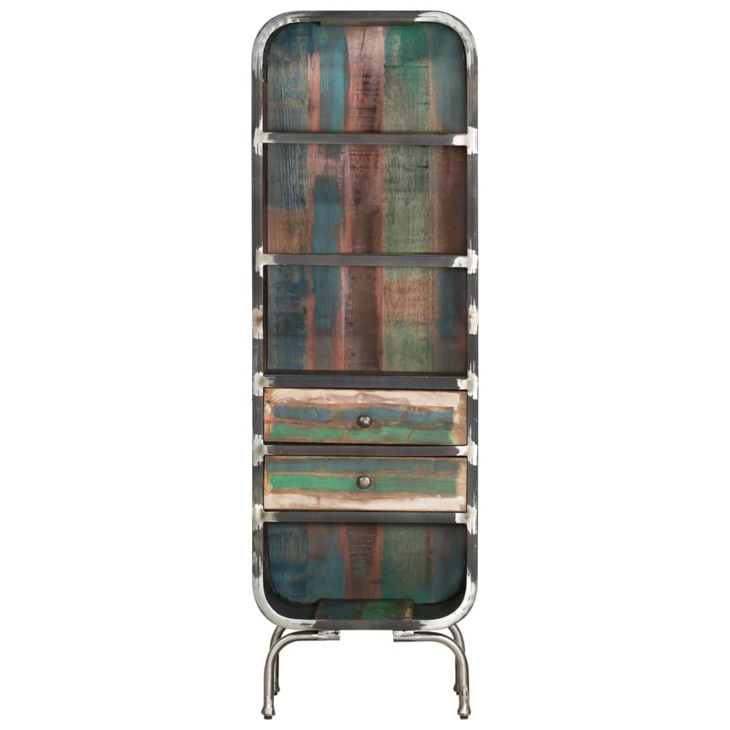 vidaXL Висок шкаф, многоцветен, 40x30x126 см, регенерирано дърво масив