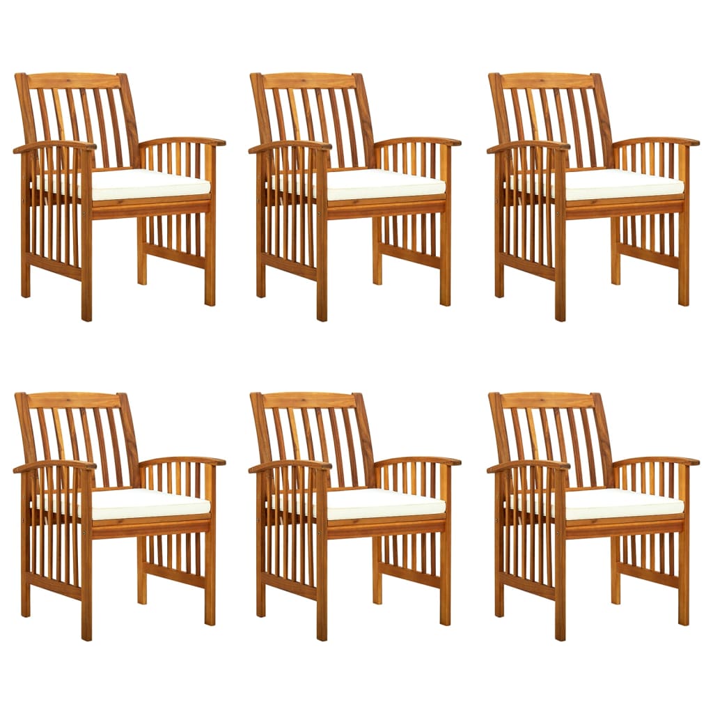 vidaXL Градински трапезни столове 6 бр с възглавници масивна акация