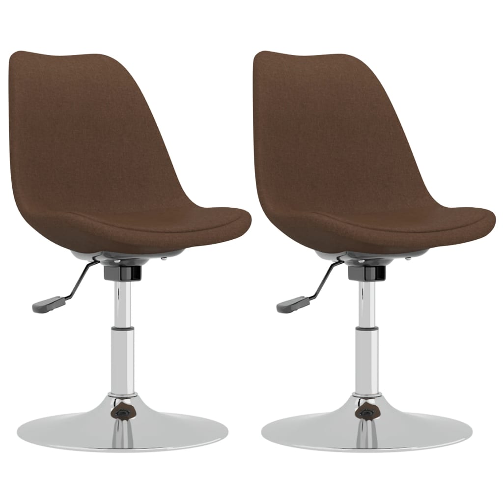 vidaXL Въртящи се трапезни столове, 2 бр, кафяви, текстил