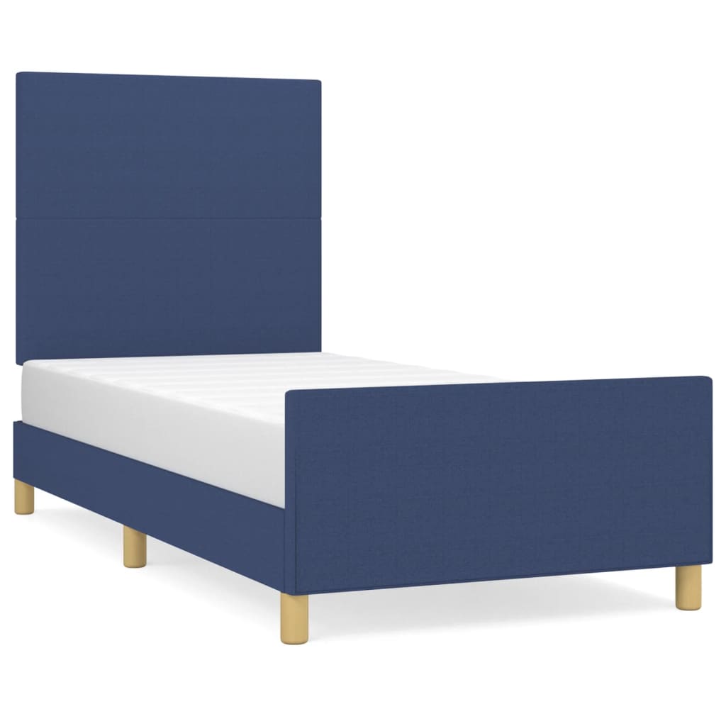 vidaXL Рамка за легло с табла, синя, 80x200 см плат