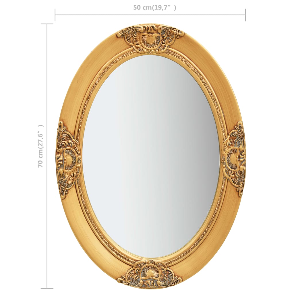 vidaXL Стенно огледало, бароков стил, 50x70 см, златисто