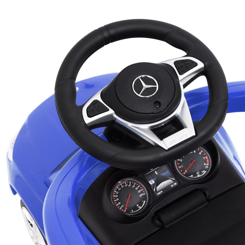 vidaXL Количка за бутане и яздене Mercedes Benz C63 синя