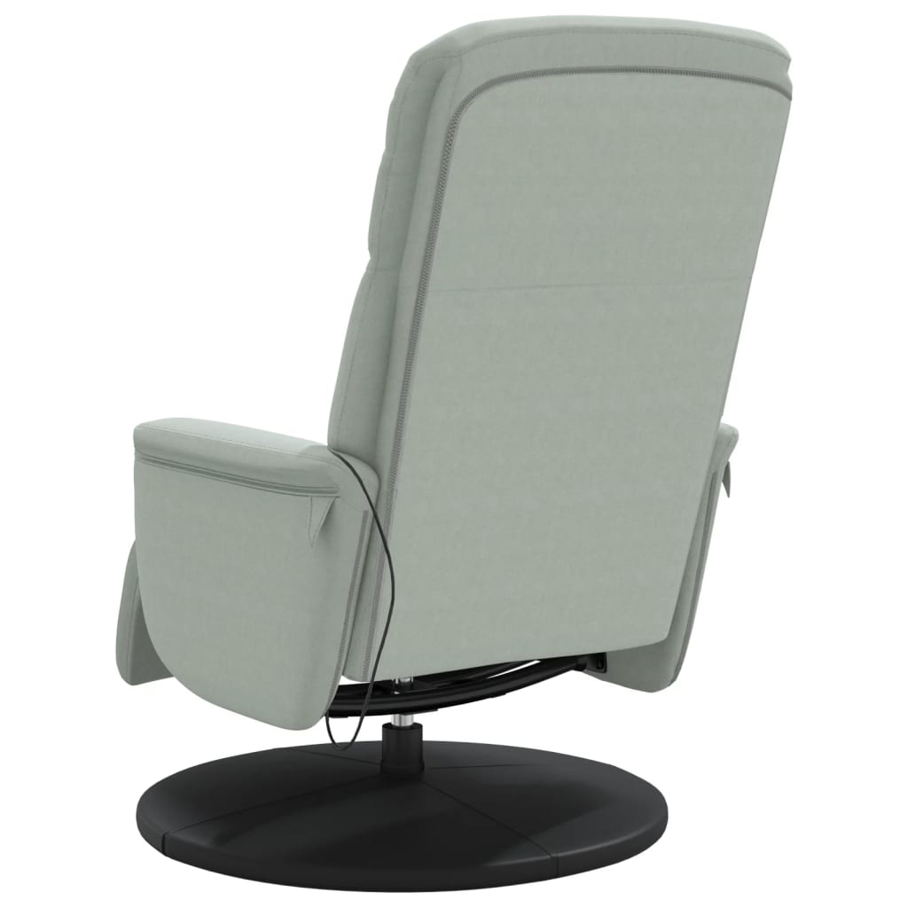 vidaXL Масажен реклайнер стол с поставка за крака, светлосив, кадифе