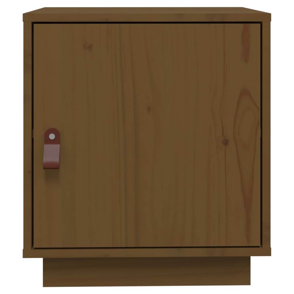 vidaXL Нощно шкафче, медено кафяво, 40x34x45 см, борово дърво масив