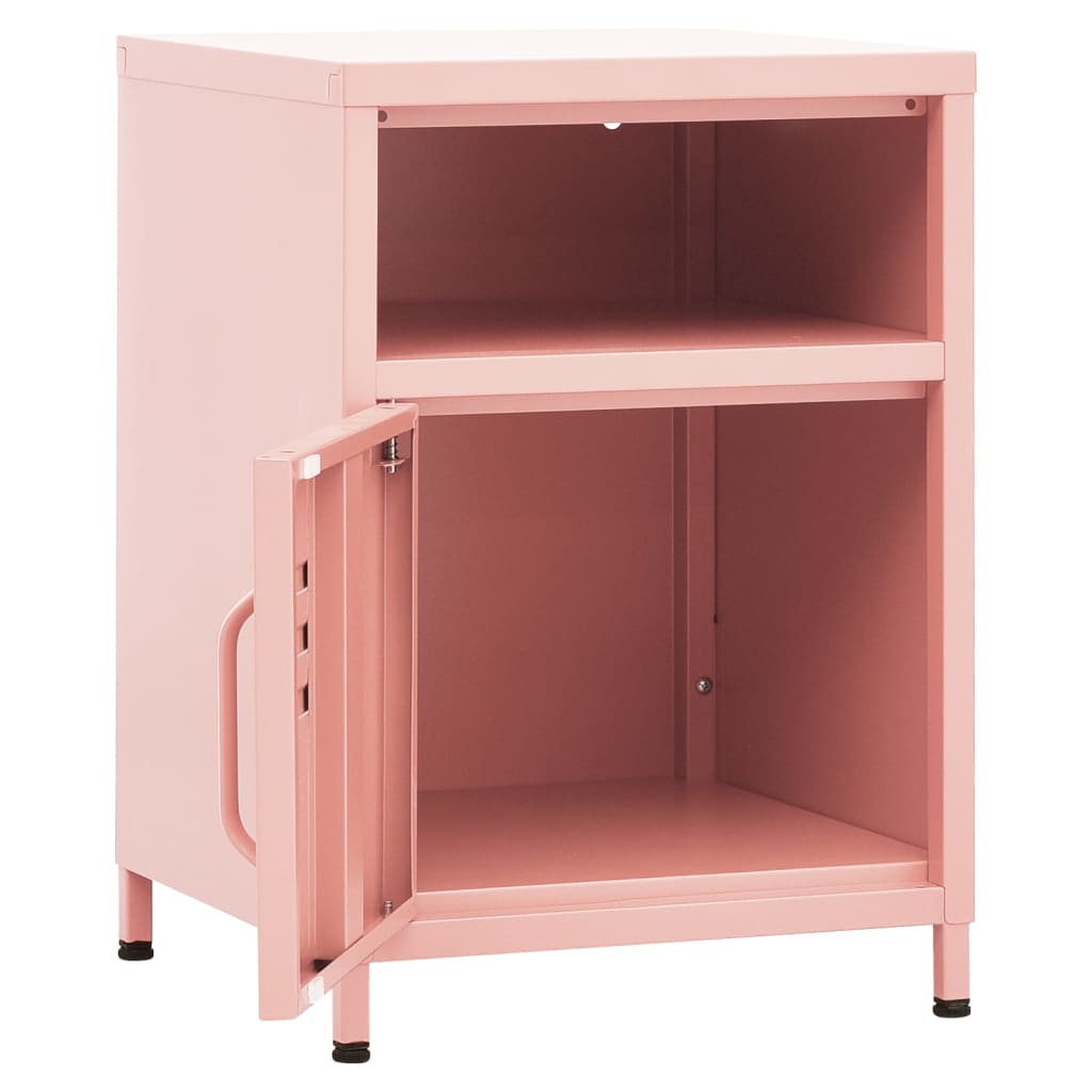 vidaXL Нощно шкафче, розово, 35х35х51 см, стомана