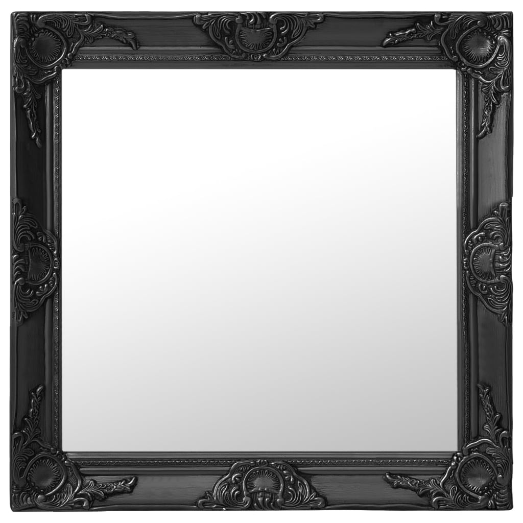 vidaXL Стенно огледало, бароков стил, 60x60 см, черно