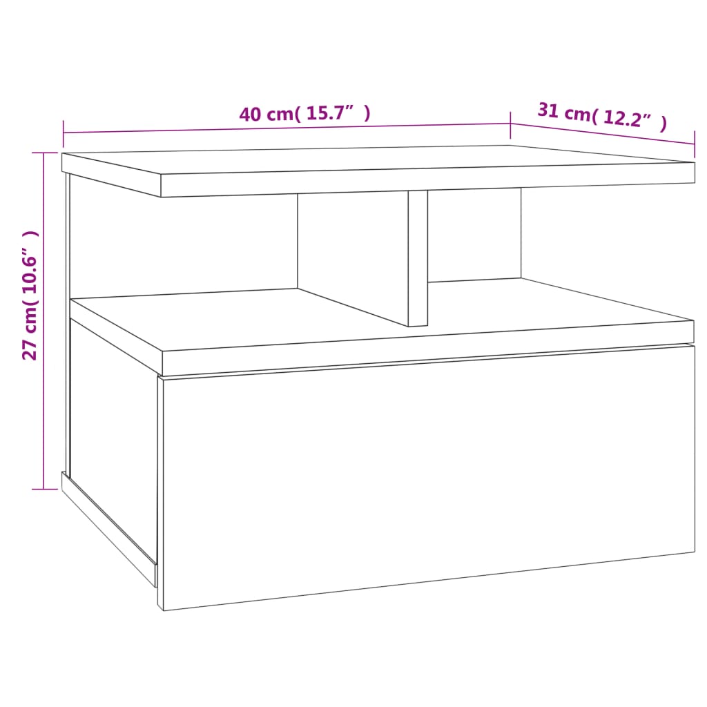 vidaXL Нощни шкафчета за стена, 2 бр, бетонно сиви, 40x31x27 см, ПДЧ