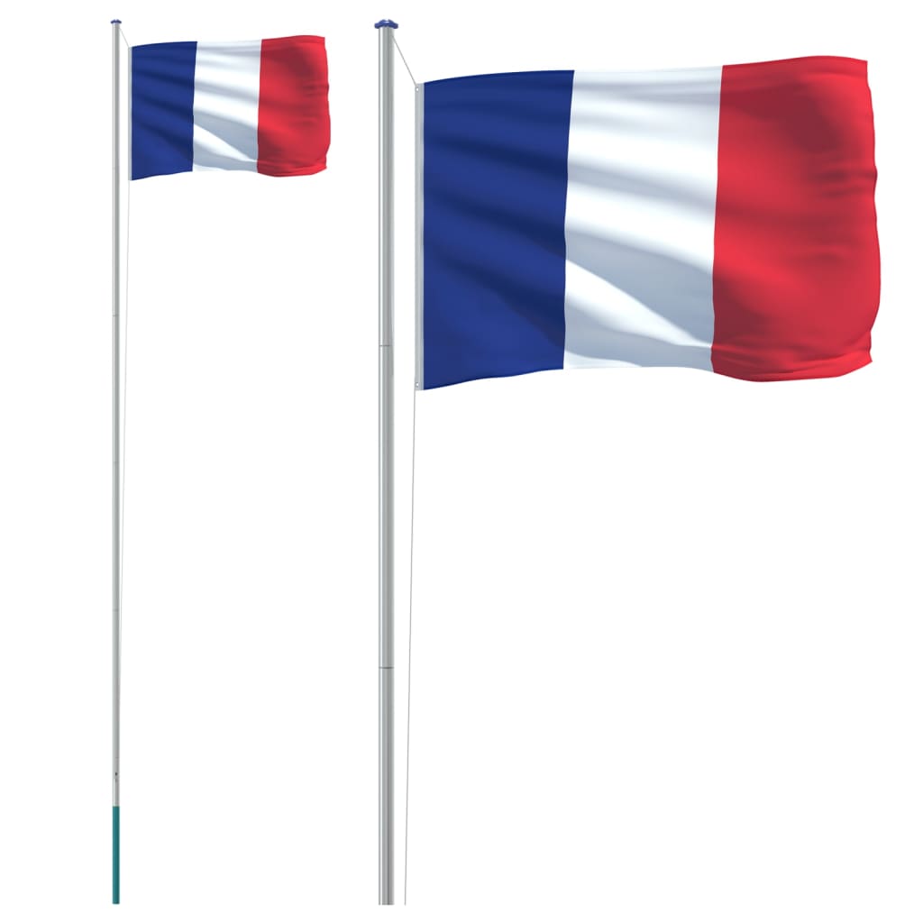 vidaXL Флаг на Франция и стълб 6,23 м алуминий