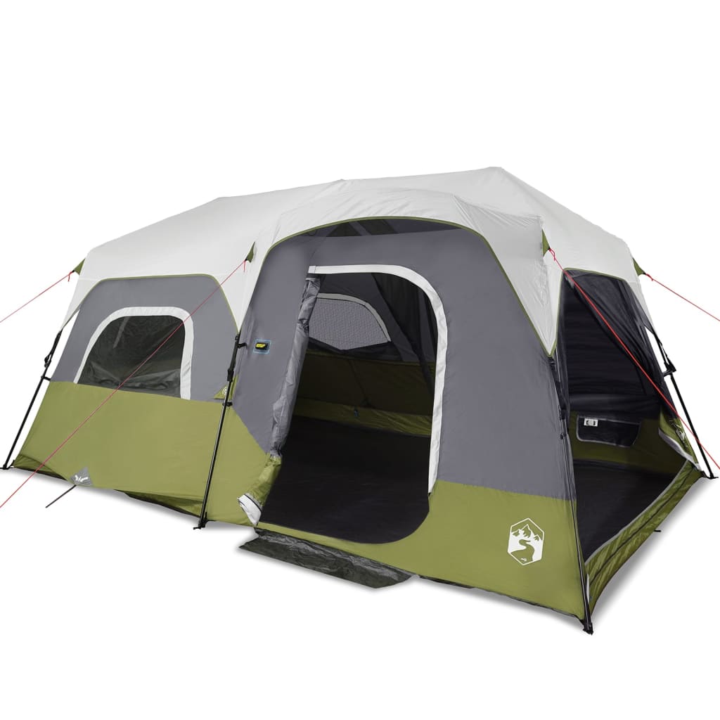 vidaXL Семейна палатка с LED 9-местна светлозелена бързо освобождаване