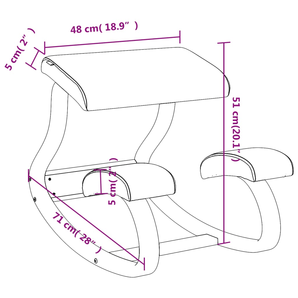 vidaXL Стол с опора за колене, кафяв, 48x71x51 см, шперплат от бреза