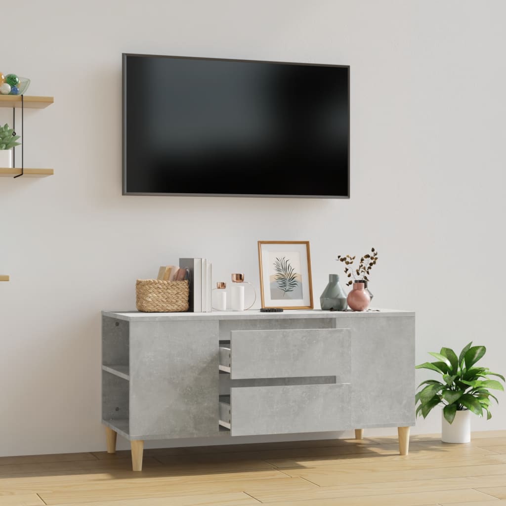 vidaXL ТВ шкаф, бетонно сиво, 102x44,5x50 см, инженерно дърво