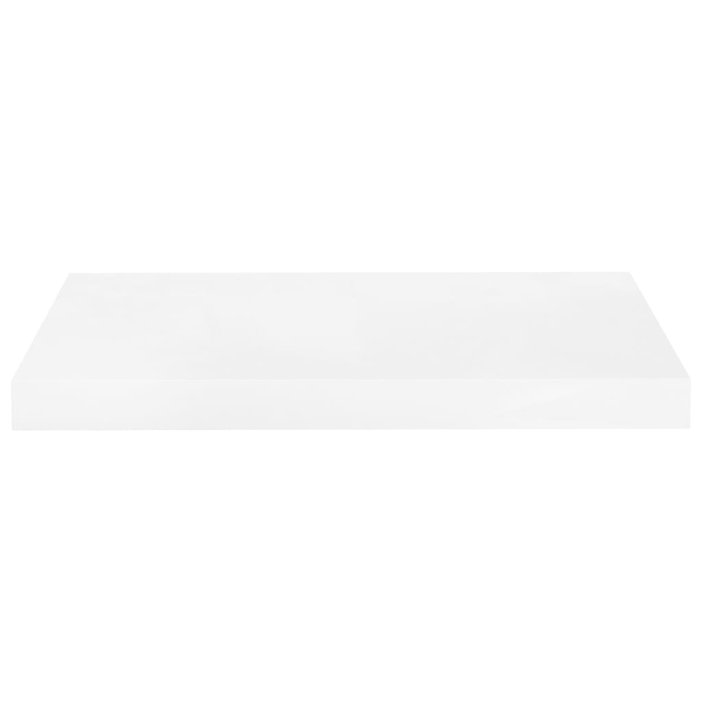 vidaXL Окачен стенен рафт, бял гланц, 50x23x3,8 см, МДФ