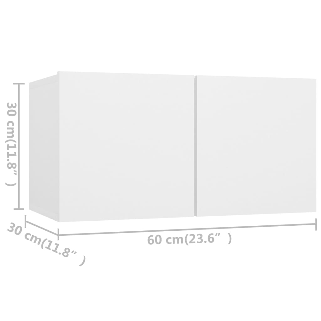 vidaXL ТВ шкафове, 4 бр, бели, 60x30x30 см, ПДЧ