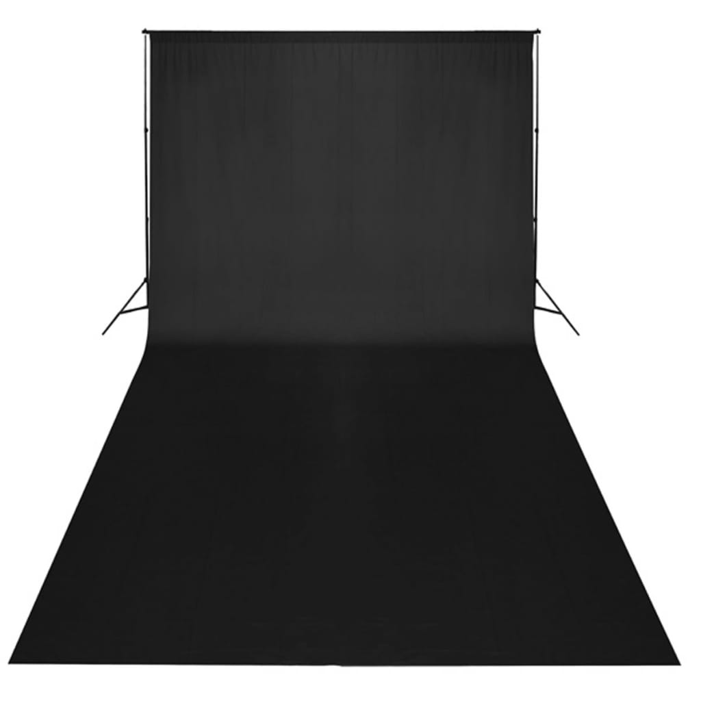 vidaXL Студиен комплект: черен фон 600 х 300 см и светлини