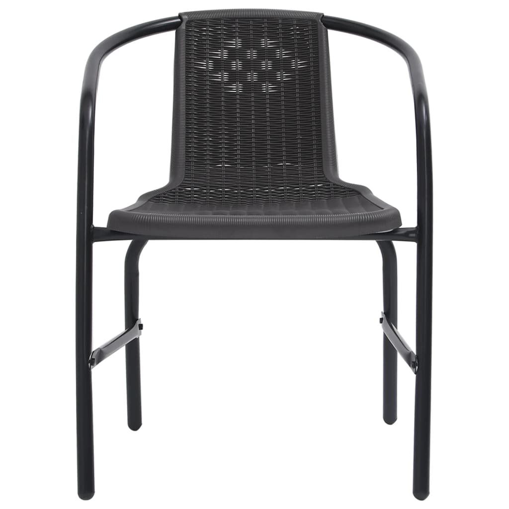 vidaXL Градински столове, 6 бр, пластмасов ратан и стомана, 110 кг