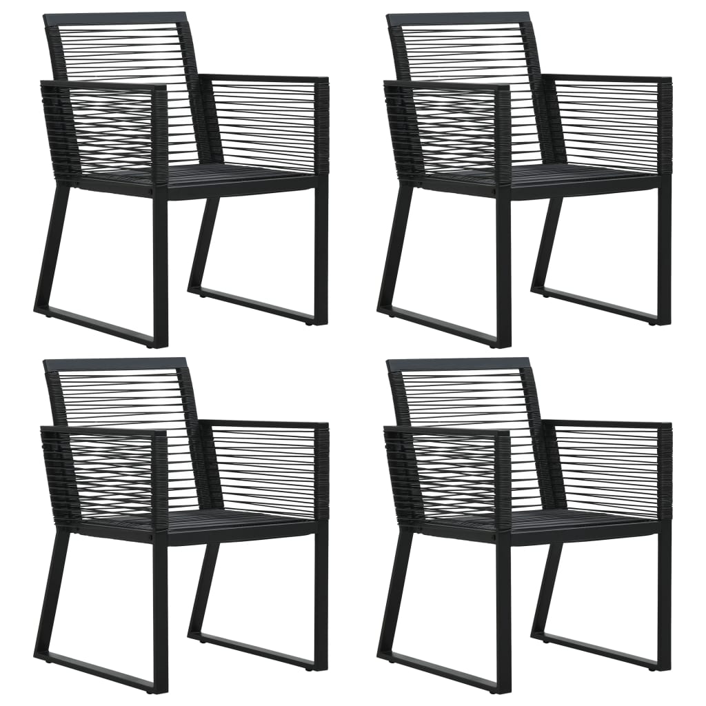 vidaXL Градински столове, 4 бр, въжени, ратан, черни