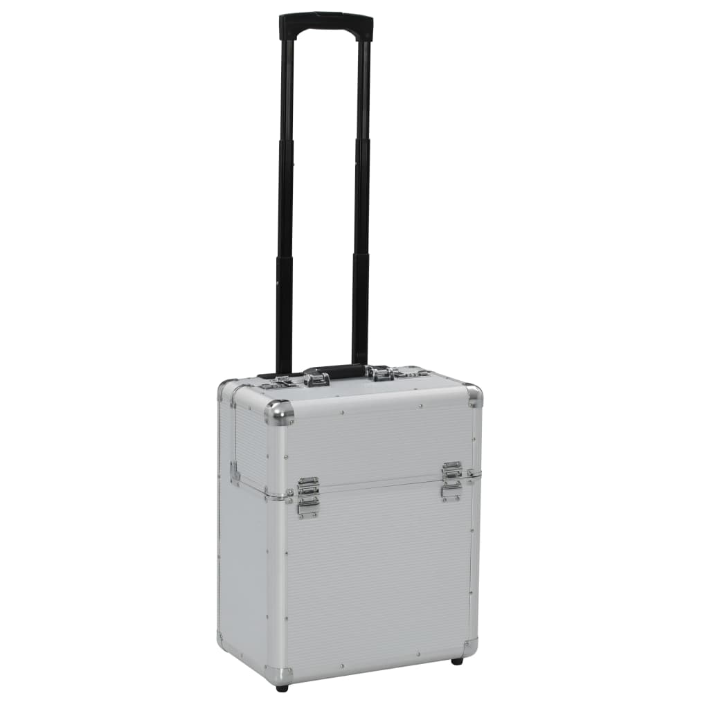 vidaXL Пилотски куфар, 39x47x25 см, сребърен, алуминий
