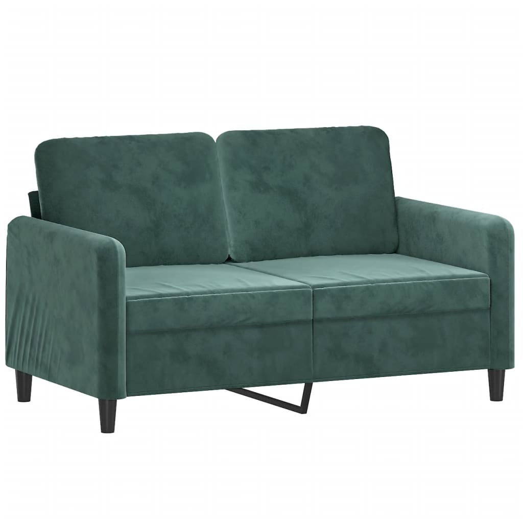 vidaXL 2-местен диван с възглавници тъмнозелен 120 см кадифе