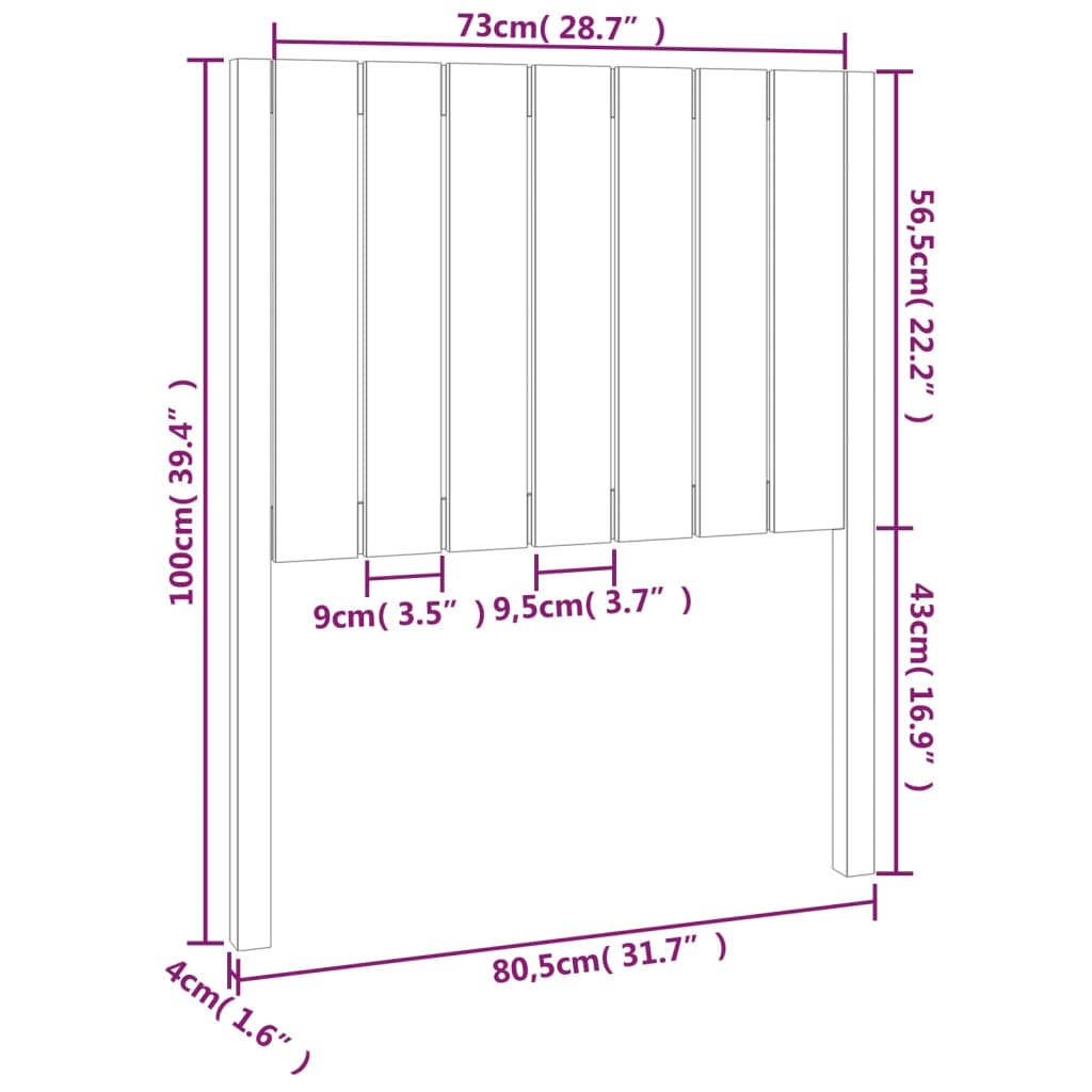 vidaXL Горна табла за легло, меденокафява, 80,5x4x100 см, бор масив