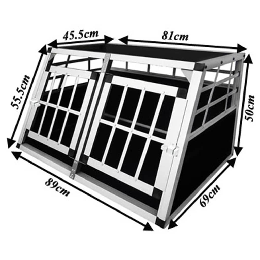 vidaXL Клетка за транспортиране на кучета с двойна врата, S, алуминий
