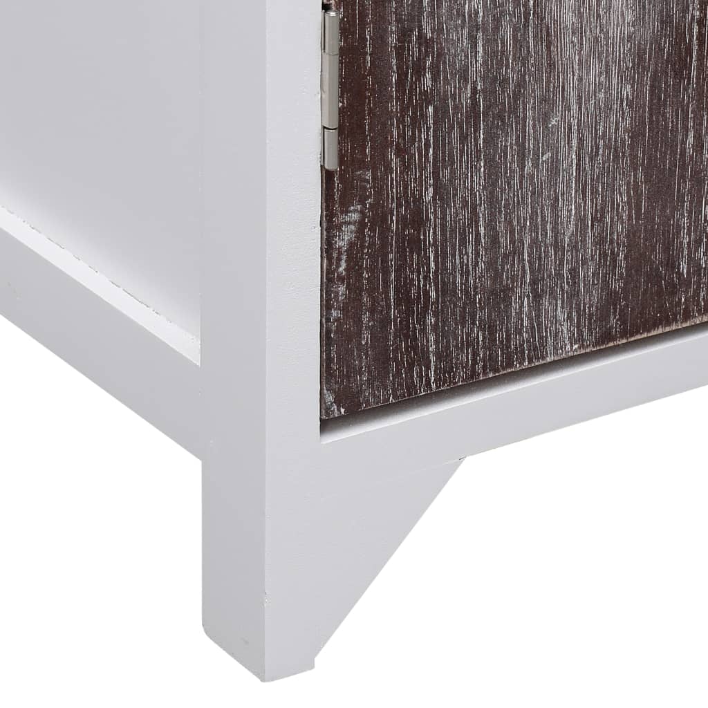 vidaXL Шкаф за баня, бяло и кафяво, 46x24x116 см, дърво пауловния