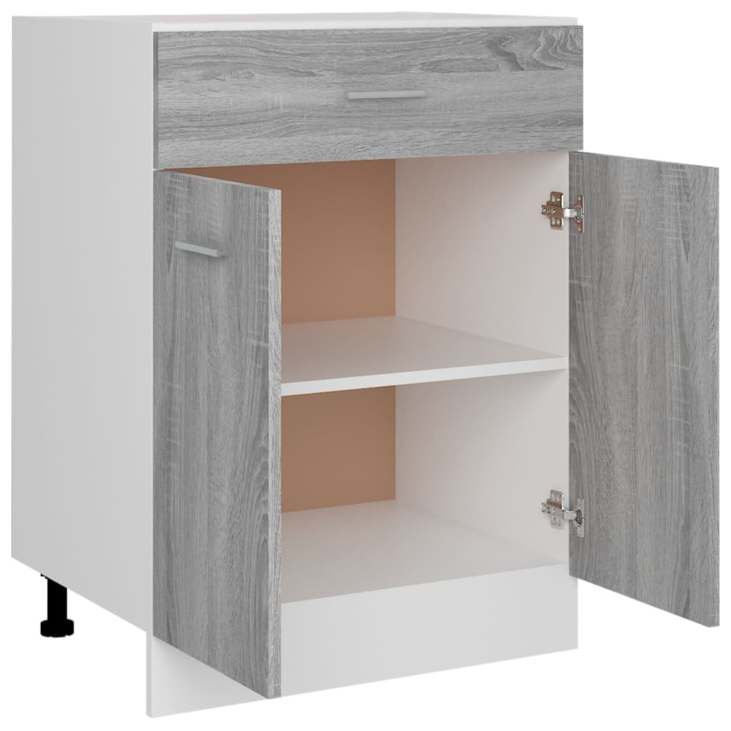 vidaXL Долен шкаф с чекмедже сив сонома 60x46x81,5 см инженерно дърво