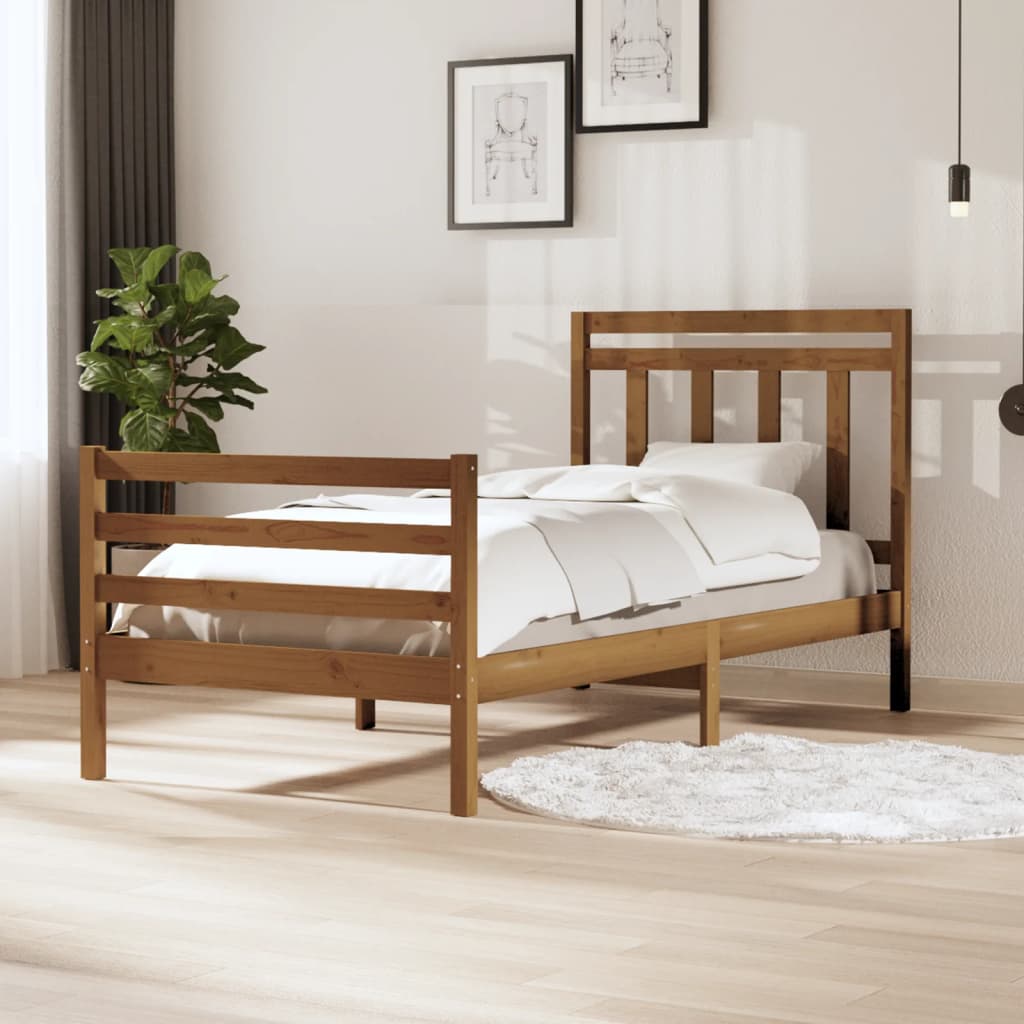 vidaXL Рамка за легло, меденокафява, масивно дърво, 100x200 см