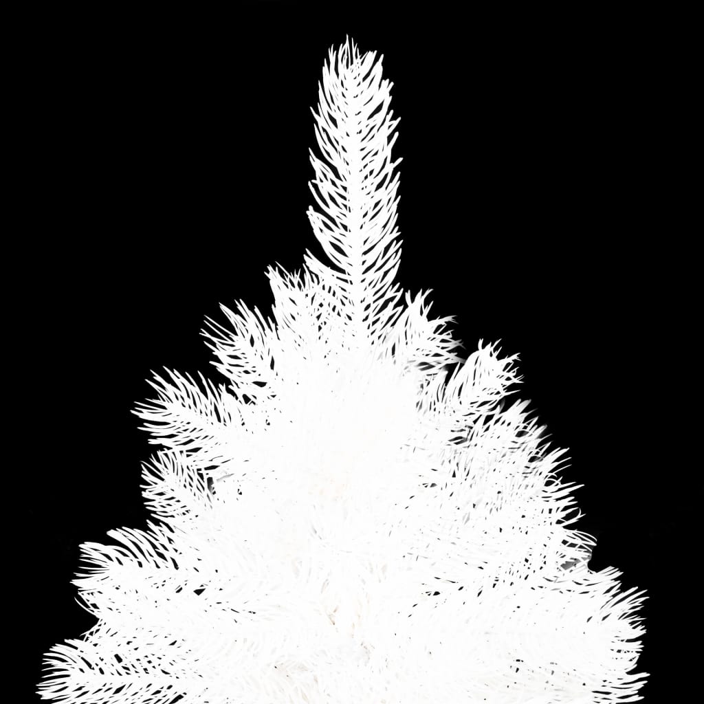 vidaXL Изкуствена осветена коледна елха с топки бяла 150 см