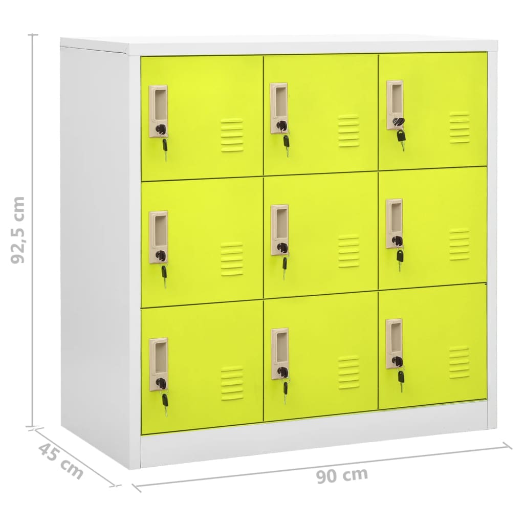 vidaXL Заключващи шкафове 5 бр светлосиво/зелено 90x45x92,5 см стомана
