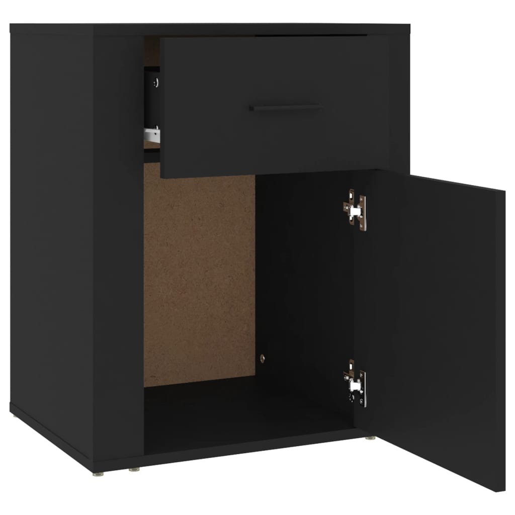 vidaXL Нощно шкафче, черно, 50x36x60 см, инженерно дърво