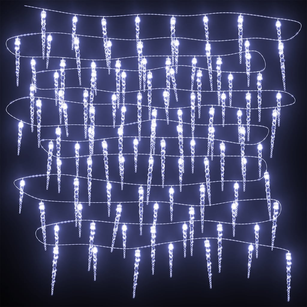 vidaXL Коледни лампи ледени висулки 200 LED студено бяло 20м акрил PVC
