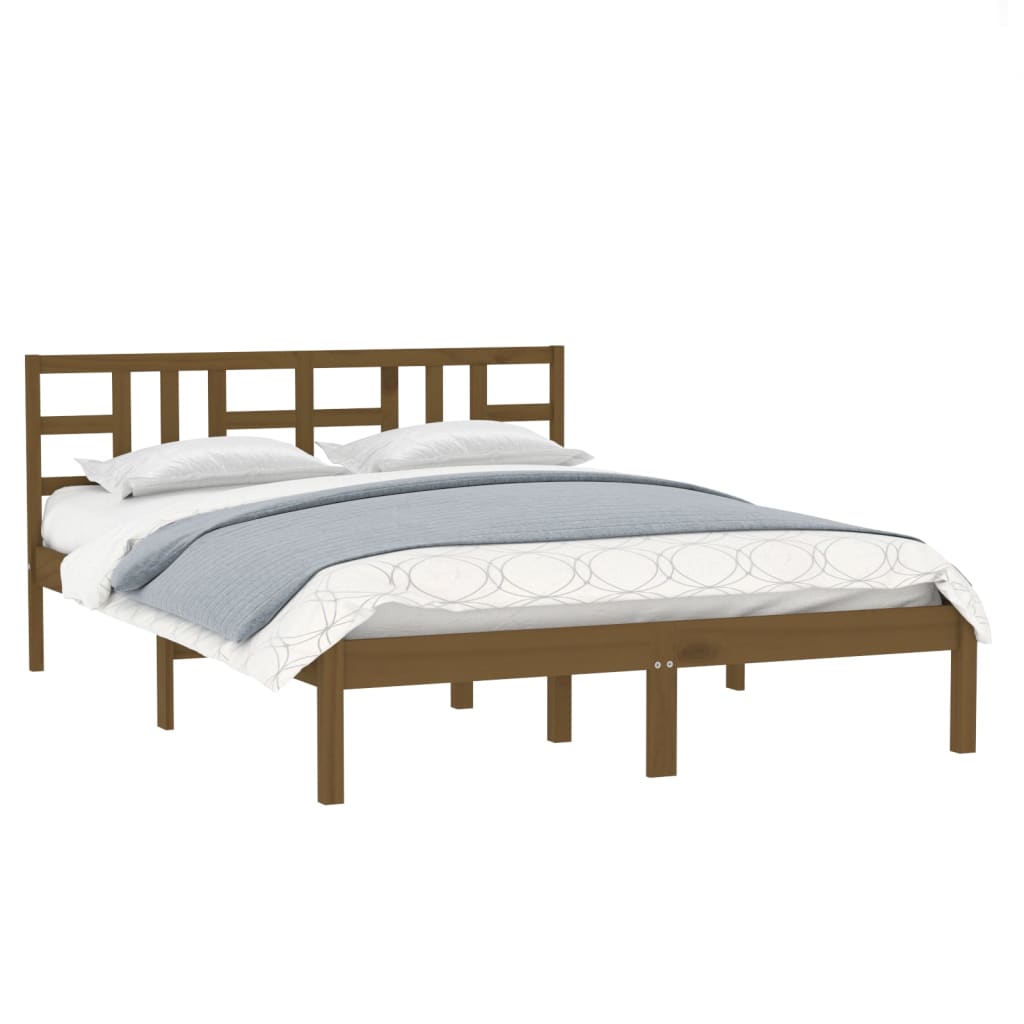 vidaXL Рамка за легло, меденокафява, дърво масив, 140x200 см