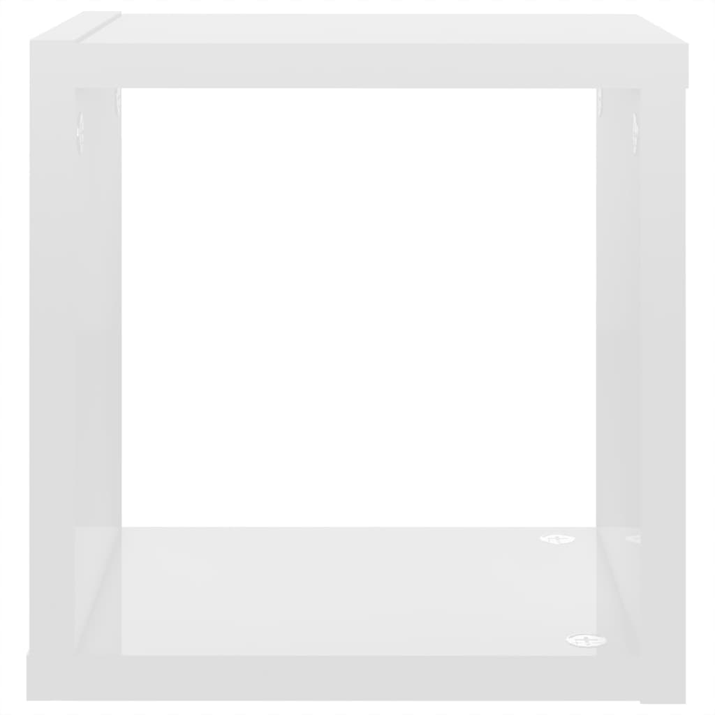 vidaXL Стенни кубични рафтове, 6 бр, бял гланц, 22x15x22 см