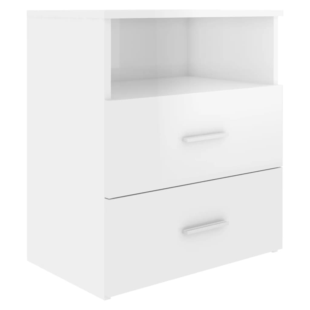vidaXL Нощни шкафчета, 2 бр, бял гланц, 50x32x60 см