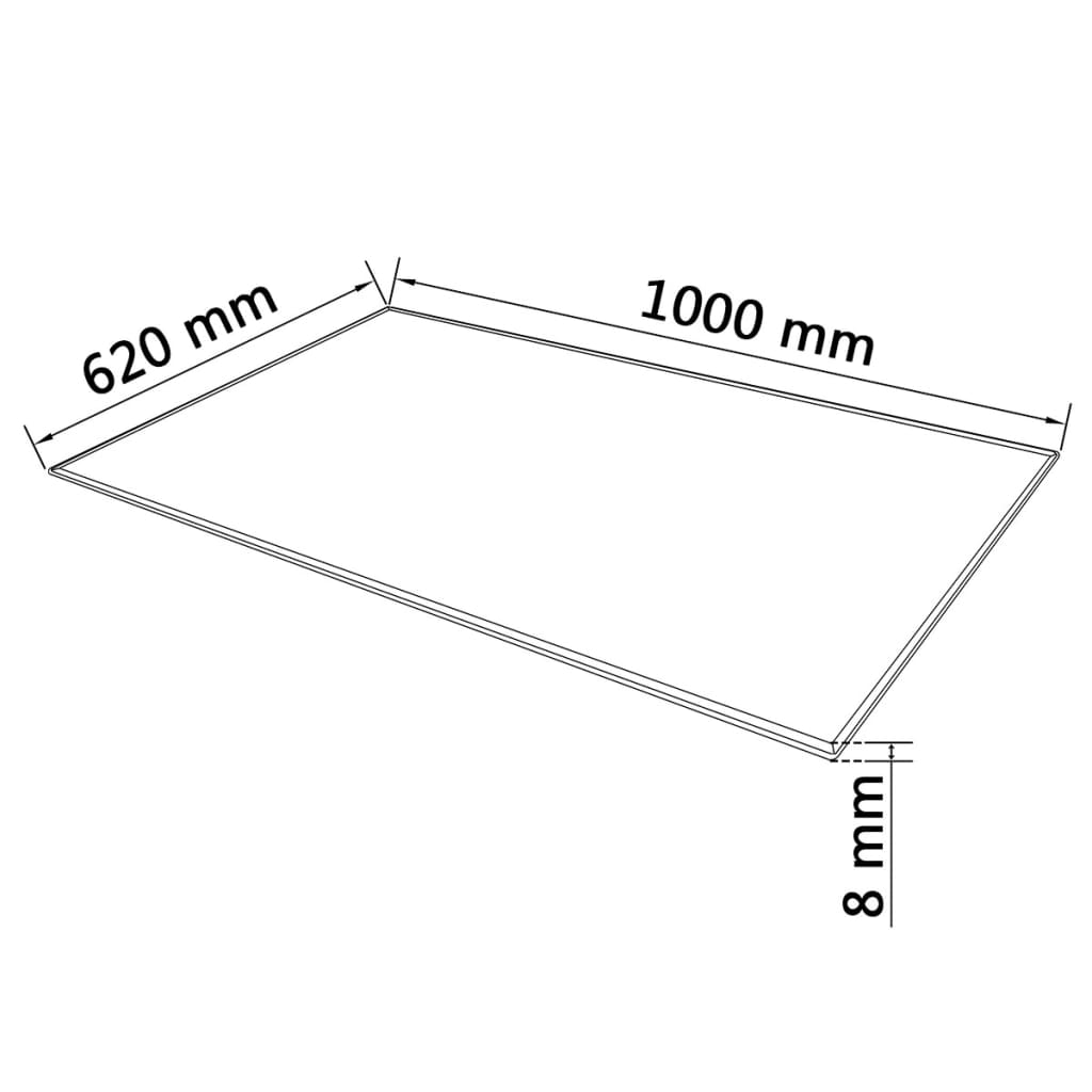 vidaXL Темпериран стъклен плот за маса, правоъгълен, 1000x620 мм
