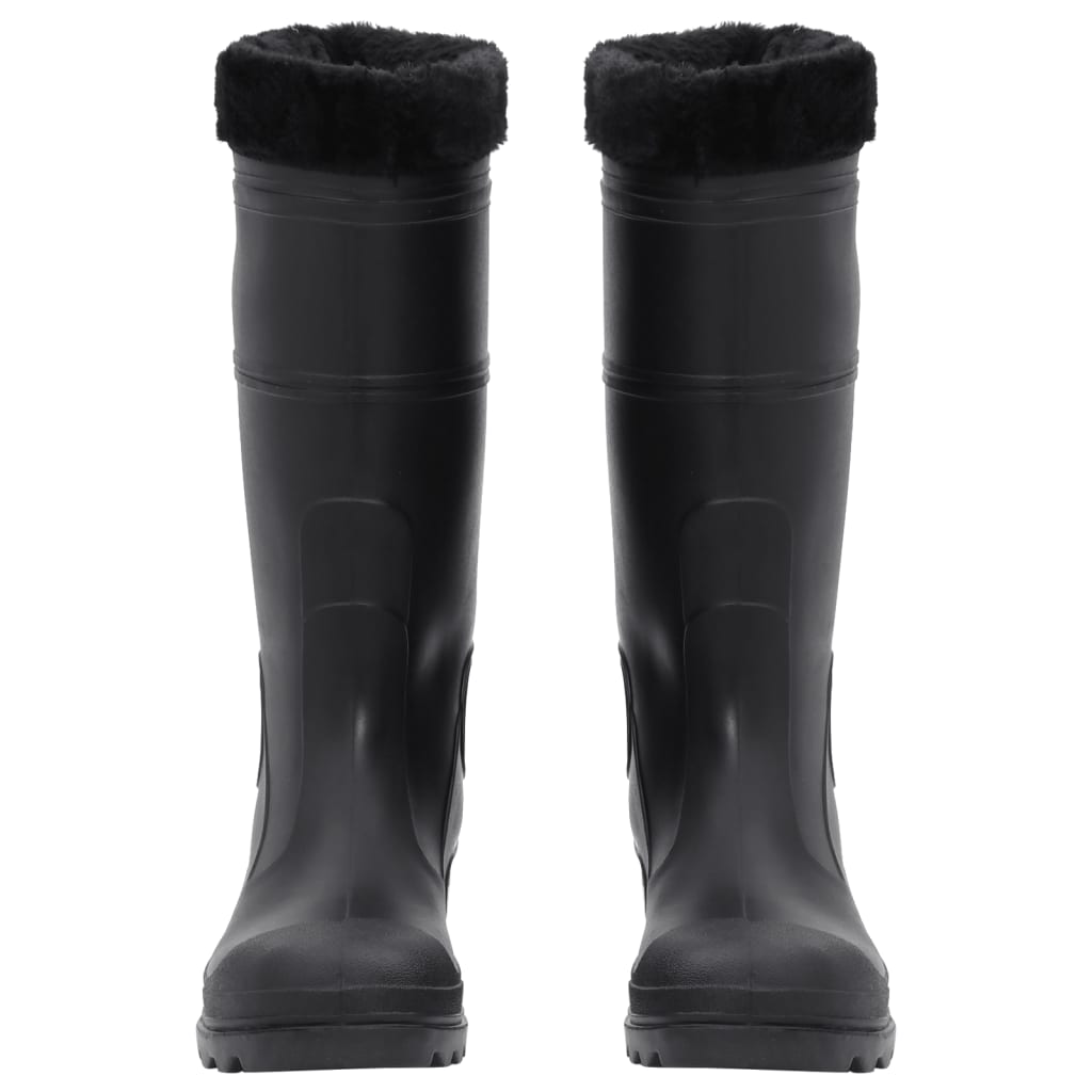 vidaXL Ботуши за дъжд с подвижни чорапи, черни, размер 43, PVC