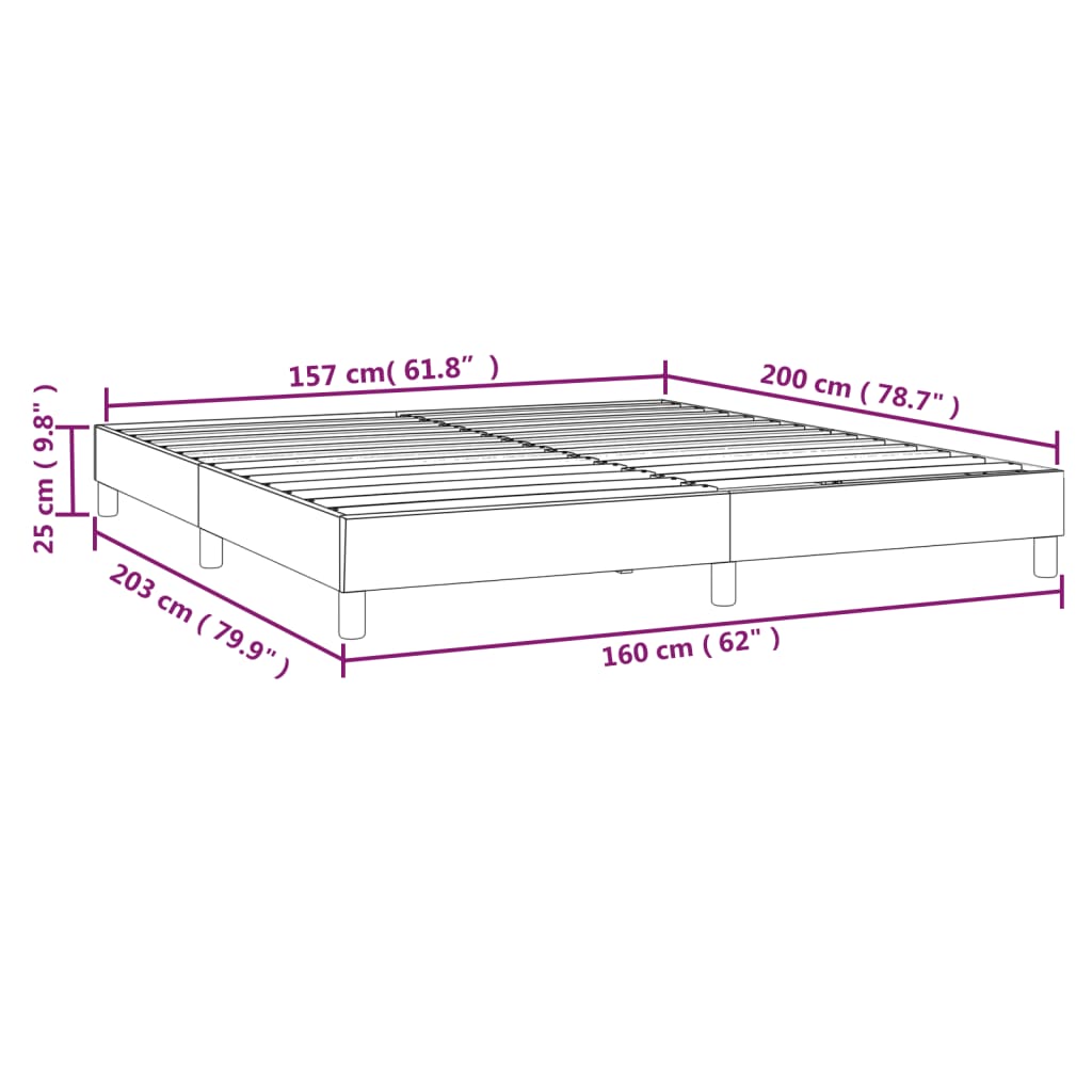 vidaXL Боксспринг рамка за легло светлосиво 160x200 см плат