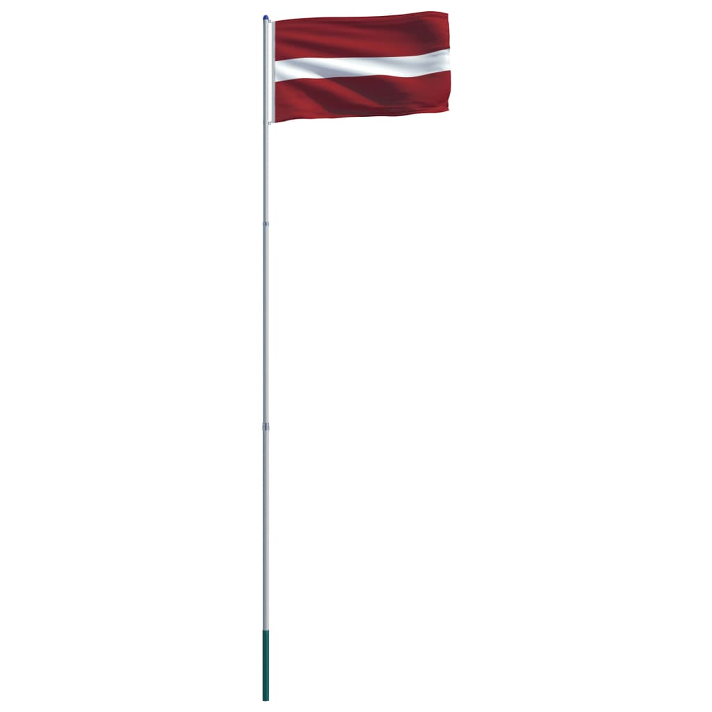 vidaXL Флаг на Латвия и алуминиев флагщок, 6 м