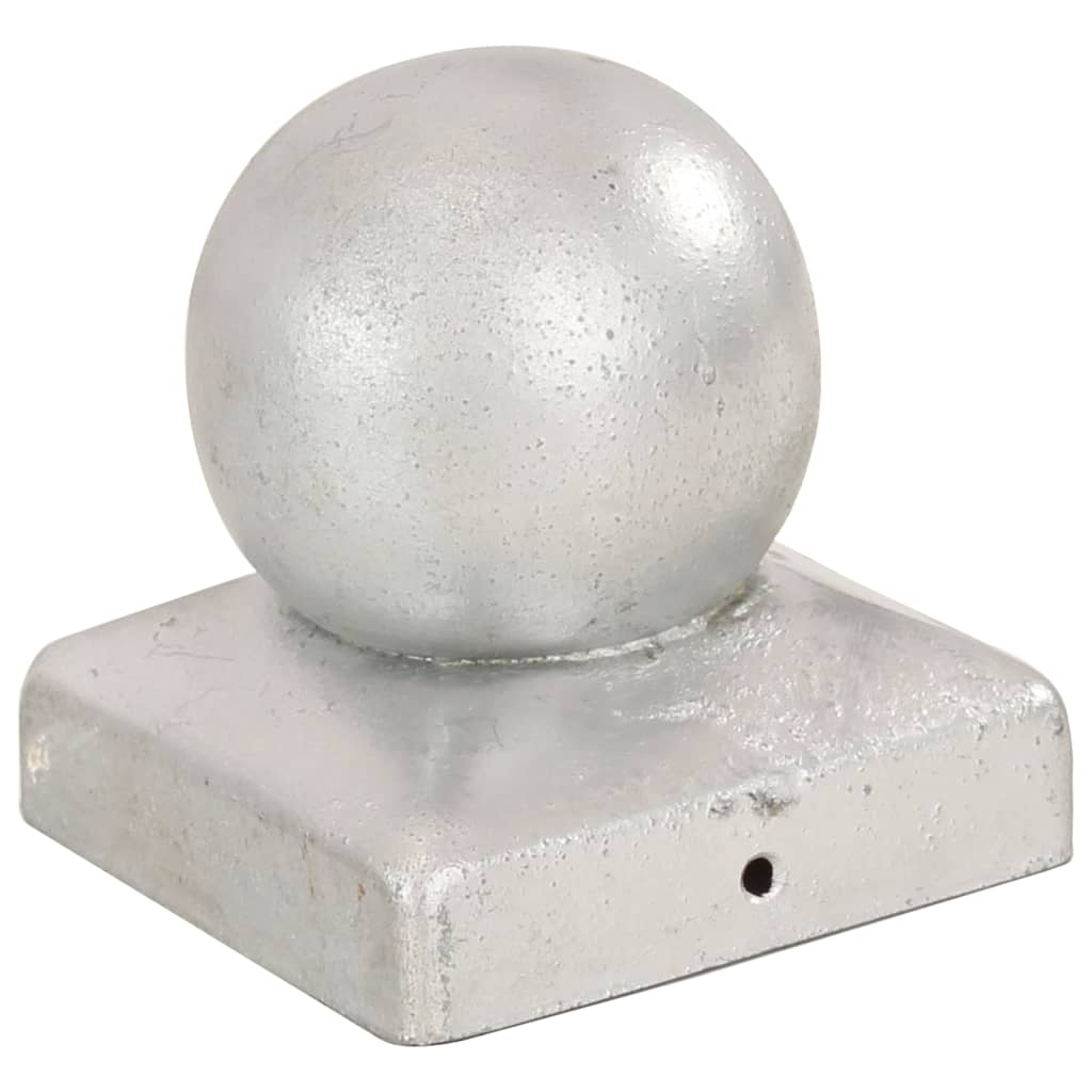 vidaXL Капаци за стълбове, 6 бр, глобус, поцинкован метал, 71x71 мм