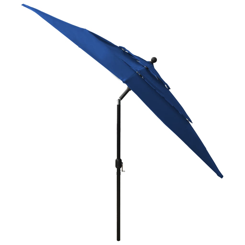 vidaXL Градински чадър на 3 нива с алуминиев прът лазурносин 2,5x2,5 м