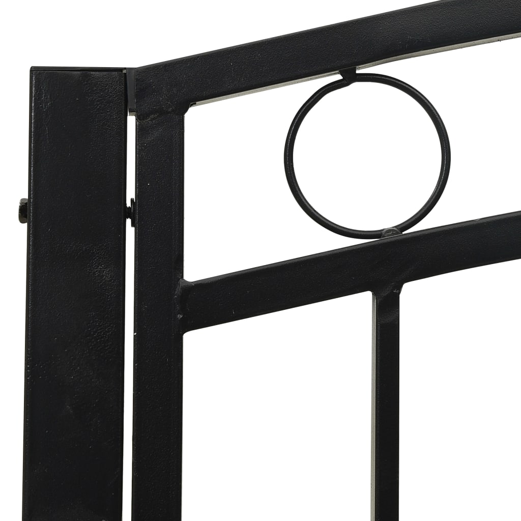 vidaXL Градинска пейка с масичка, черна, 120 см, стомана
