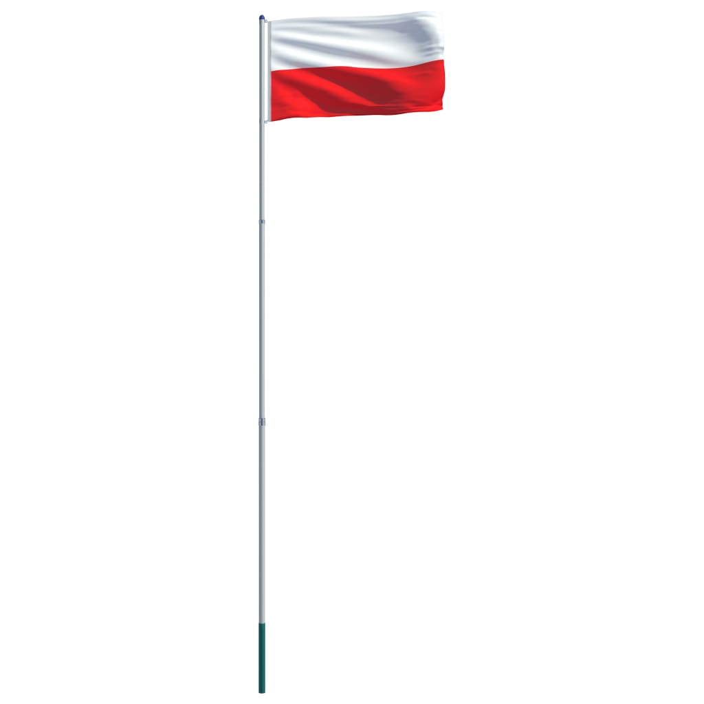 vidaXL Флаг на Полша и алуминиев флагщок, 6 м
