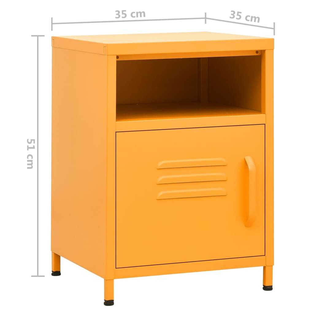 vidaXL Нощно шкафче, горчица жълто, 35х35х51 см, стомана