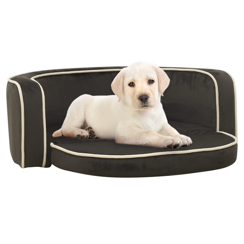 vidaXL Сгъваем кучешки диван, тъмносив, 73x67x26 см, плюш, възглавница