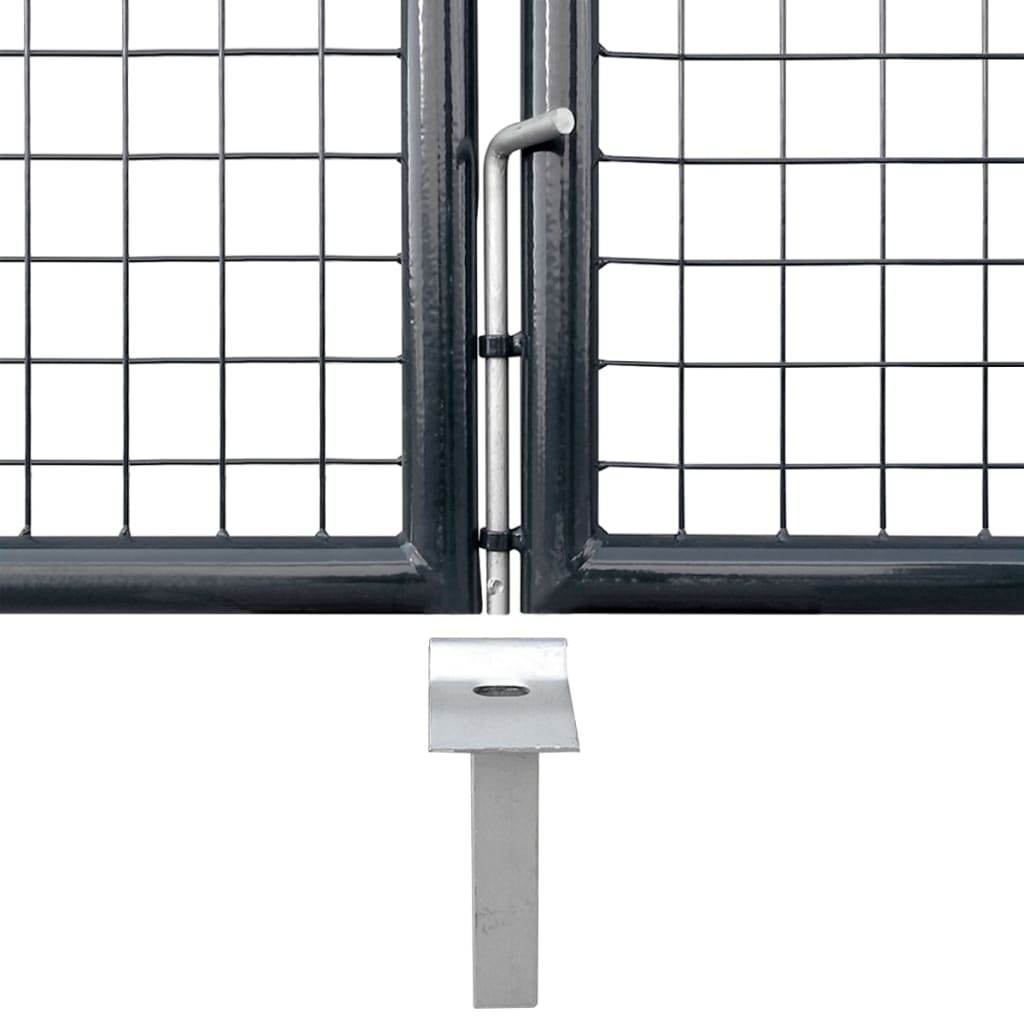 vidaXL Портална дворна врата, поцинкована стомана, 289x75 см, сива
