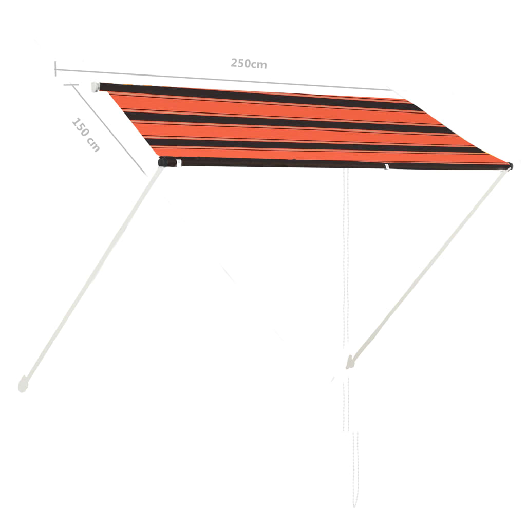 vidaXL Сенник с падащо рамо, 250x150 см, оранжево и кафяво