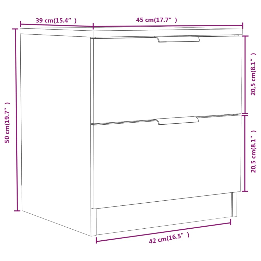 vidaXL Нощни шкафчета, 2 бр, бели, инженерно дърво
